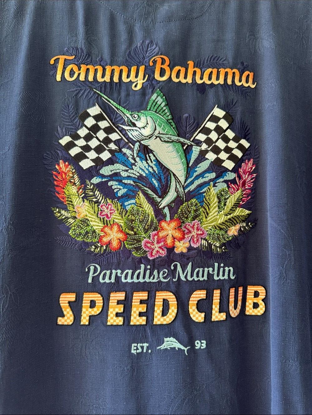 Tommy Bahama Navy Tropical Marlin Graphic button down